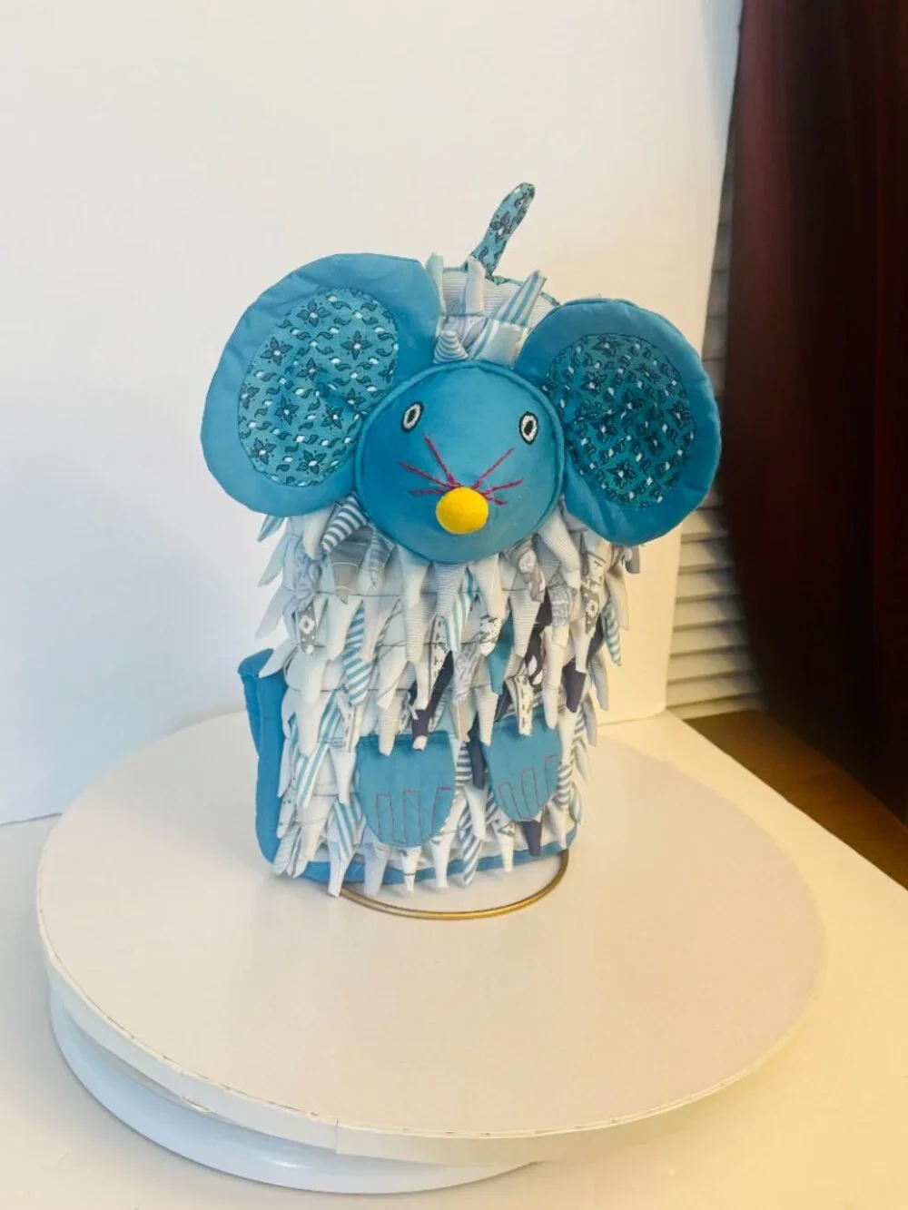Mouse 3D Pot Holder Blue Handmade Kitchen Home Decor